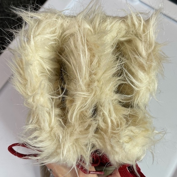 🎉Sorel Tofino II kids Tall Faux Fur Boots Winter Outdoors Tan Red Laces size 1 - Picture 10 of 16